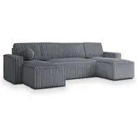 Masseno Ecksofa PESANO T mit Schlaffunktion U-Form, Sofa mit Bettkasten, Wohnzimmersofa, Couch, Soffa, Bettsofa, Couchgarnitur- Grau, TILIA 85