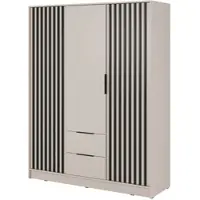 Masseno Drehtürenschrank NELIANA 155/200/51 cm 3-türig Schlafzimmer Schrank Kleiderschrank Kaschmir