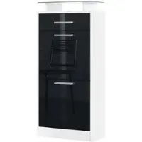 Vladon SCHUHSCHRANK Loret Front in Schwarz Hochglanz