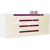 Vladon SIDEBOARD Sintra Creme Hochglanz / Brombeer Hochglanz