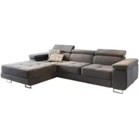 Masseno Ecksofa ELMA L-S mit Schlaffunktion L-Form, Sofa mit Bettkasten, Wohnzimmersofa, Couch, Soffa, Bettsofa, Couchgarnitur- Grau, MONOLITH 85