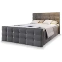 Masseno Boxspringbett AMON 180x200 cm Komplett-Set mit Bonell Matratze und Topper, Polsterbett mit Bettkästen -Grau, COSMIC 160