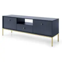 Masseno TV-Schrank MONDO 153,4 cm Fernsehschrank mit 1 Schubladen und 2 Türen TV-Lowboard für Wohnzimmer Modern 153,4x39x56,2 cm Blau / Blau