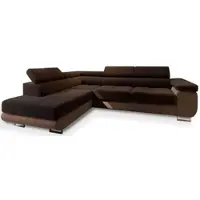 Masseno Ecksofa SELVA L-S mit Schlaffunktion L-Form, Sofa mit Bettkasten, Wohnzimmersofa, Couch, Soffa, Bettsofa, Couchgarnitur- Braun, MONOLITH 29 + MONOLITH 09
