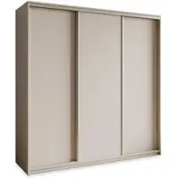 Masseno Schiebetürenschrank NISSE 180/205/60 cm Kleiderschrank mit 4 Schubladen Schlafzimmer Schrank 3-türig Kaschmir
