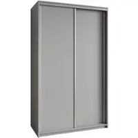 Masseno Schiebetürenschrank NISSE 120/205/60 cm Kleiderschrank mit Schubladen Schlafzimmer Schrank 2-türig Graphitfarben + Satin
