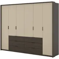 Masseno Drehtürenschrank MOLAVO 274/217/63 cm 6-türig Schlafzimmer Schrank Kleiderschrank Eiche Dunin