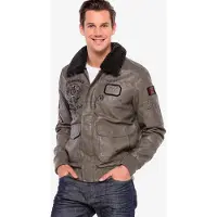 Cipo & Baxx Lederimitatjacke "Jacke" ohne Kapuze mit coolen Patches