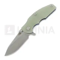 Hinderer Jurassic Magnacut Slicer Flat Grind Taschenmesser, Stonewash Blue, Translucent Green