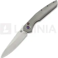 Olamic cutlery Aura Auto Taschenmesser, Zirblast Titanium with Timascus Clip