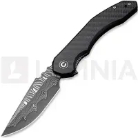 CIVIVI Bluetick Damascus Taschenmesser, Carbon Fiber Overlay/Black G-10