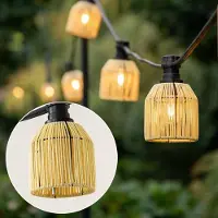 LumenXL Illu sets inklusive Schirmen in sandbeige mit Rattanoptik, erhältlich mit verschiedenen LED-Lampen