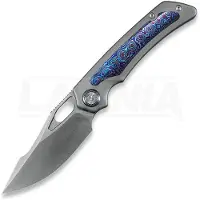 Kunwu Knives Jericho - Satin - Titanium Taschenmesser, Orange Peel Texture + Timascus Inlay