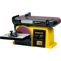 Stanley Band- und Tellerschleifer 370W, Bandschleifer mit Tellerschleifer 150 mm und Schleifband 100