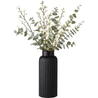 Arti Casa ARTICASA Dekovase aus Keramik, schwarz, Rillenoptik, Höhe 28,5cm, Ø 10cm