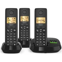 Gigaset PURE 100 AM Trio, Analoges/DECT-Telefon, Kabelloses Mobilteil, Freisprecheinrichtung, 50 Eintragungen, Anrufer-Identifikation, Schwarz