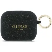 GUESS Silikon Glitter Ring Etui für AirPods Pro 3 Schwarz