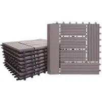 Proregal BERLINLODGE WPC Bodenfliese + Abschluss | 11x je BxT 30x30cm = 1qm Premium | Holzoptik Balkon/Terrasse | Grau versetzt