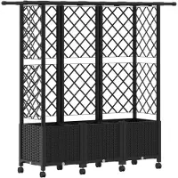 vidaXL Hochbeet mit Rankgitter und Dach Schwarz 163,5 x 40 x 142 cm PP