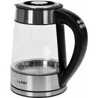 LUND Wasserkocher LED mit Temperaturkontrolle - LED-Anzeige - Bedienfeld im Griff - Warmhaltefunktion - Filter - 1,7L - 2200W - 68173 - Glas - silber
