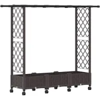 vidaXL Hochbeet mit Rankgitter und Dach Braun 164 x 40 x 127 cm PP