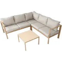 SVITA MISSOURI Gartenlounge 4tlg. Outdoor Sofa Set aus verzinktem Stahl Beige