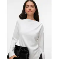 Vero Moda Langarmshirt "VMMILLE LS BOATNECK SHORT TOP JRS NOOS" Materialmix, regular fit