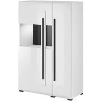 Masseno Kommode TULLIA 90 cm Highboard und 2 Türen für Wohnzimmer Schlafzimmer Modern 90x39x136 cm Weiß / Weiß