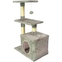 Trekker Kratzbaum Basic Grau 30x50x80 cm mit Höhle, Plattform und Ballspielzeug