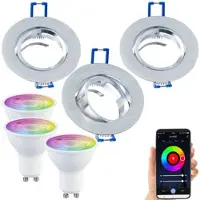 Luminea 3er-Set Alu-Einbaustrahler-Rahmen mit ZigBee-LED-Spots, 345 lm, 4,8 W