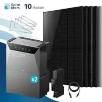 SolarMars Balkonkraftwerk 4000 Watt mit Speicher Anker SOLIX 4 Pro mit 5M MC4 Solarkabel - 5000Wp ‚Äì 10 Module / 2x BP5000 / Flachdach/Garten/Wand
