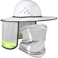 Torribaly 2 Stück Sonnenschutz-Schutzhelm, Nackenschutz, Hohe Sichtbarkeit, Volle Krempe, Netz-Sonnenschutz und Halstuch, Bandana, Gesichtsschal B