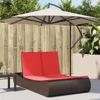 vidaXL Doppel-Sonnenliege mit Auflagen Braun Poly Rattan - Gartenliegen c4181