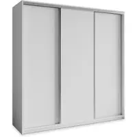 Masseno Schiebetürenschrank NISSE 200/205/60 cm Kleiderschrank mit Schubladen Schlafzimmer Schrank 3-türig Weiß + Satin