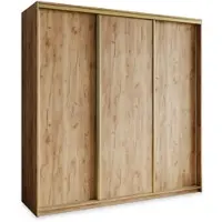 Masseno Schiebetürenschrank NISSE 180/205/60 cm Kleiderschrank mit 4 Schubladen Schlafzimmer Schrank 3-türig Craft Eiche Gold