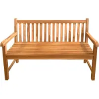 Axi Nowi Gartenbank aus Teak Holz in Braun | Holzbank mit Armlehnen | Teakholz Parkbank für den Garten / Terrasse mit Rückenlehne für 3 Personen | 150 x 63 x 92 cm