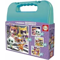 Educa Superkitties Progressiver Koffer 12+16+20+ Puzzle 25 Stücke Blau Kinder Blau One Size