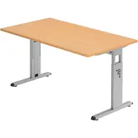Bümö Schreibtisch Serie-O - Gestell: Silber, Nachbildung: Buche, Größe: 140 x 80 cm