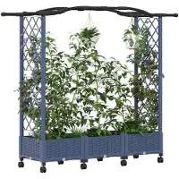 vidaXL Hochbeet mit Rankgitter und Dach Grau 169 x 40 x 129 cm PP