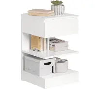 SoBuy Sideboard - Couchtisch mit 1 ausziehbaren Schublade - Max. 60KG - 39 x 39 x 65 cm - Weiß