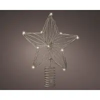 Lumineo LED Batterie Christbaumspitze mit Timer Stern Metall 25 x 24 cm Gold Glitzer 12 LEDs Weihnachtsbaum Spitze