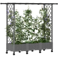 vidaXL Hochbeet mit Rankgitter und Dach Hellgrau 164 x 40 x 127 cm PP