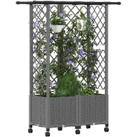 vidaXL Hochbeet mit Rankgitter und Dach Hellgrau 124 x 40 x 142 cm PP