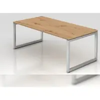 Proregal - Büromöbel mit top Leistungsdaten Schreibtisch Pavo | Asteiche | Silber Gestell | BxT 200x100cm | Arbeitshöhe 65-85cm | höhenjustierbar, 1cm Raster | O-Fuß-Gestell eckig | Rechteckform mit schwebender Tischplatte