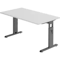 Bümö Schreibtisch Serie-O - Gestell: Graphit, Nachbildung: Grau, Größe: 140 x 80 cm