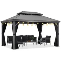PURPLE LEAF Hardtop Pavillon 3x4m wasserdicht winterfest und stabil für den Garten,grau