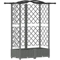 vidaXL Hochbeet mit Rankgitter und Dach Hellgrau 124 x 40 x 123 cm PP