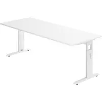 Bümö Schreibtisch Serie-O - Nachbildung: Weiß, Gestell: Weiß, Größe: 200 x 80 cm