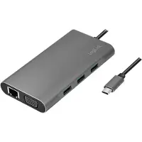 Logilink UA0383, Kabelgebunden, USB 3.2 Gen 1 (3.1 Gen 1) Type-C, 100 W, 3,5 mm, 10,100,1000 Mbit/s, Silber