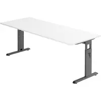 Bümö Schreibtisch Serie-O - Nachbildung: Weiß, Gestell: Graphit, Größe: 200 x 80 cm